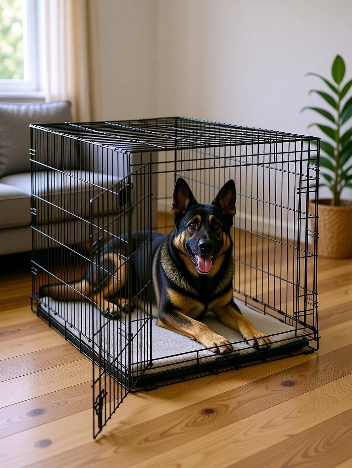 Horianzo Metal Foldable Dog Puppy Cage, Crate, Kennel, Double Door