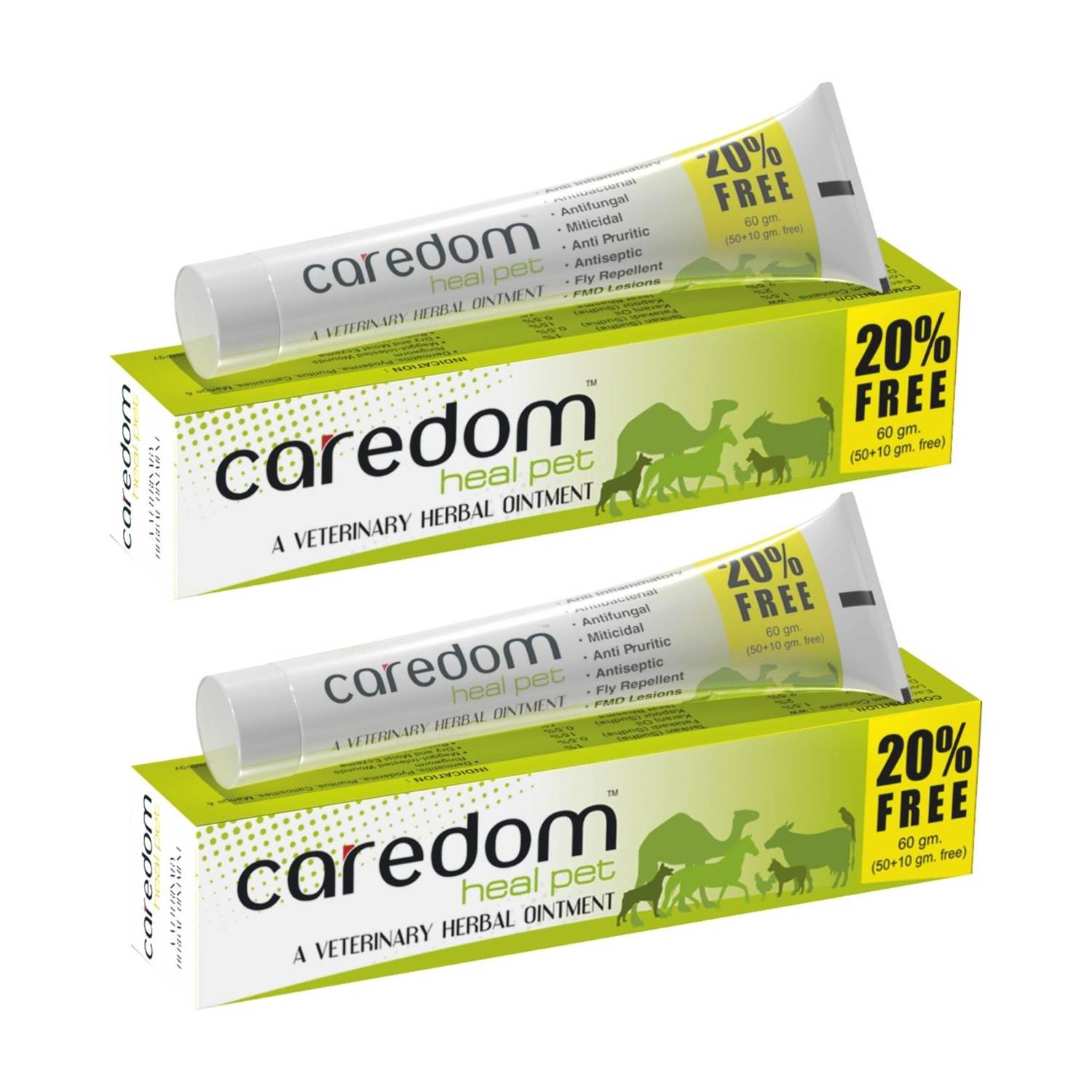 Caredom Heal Pet Veterinary Herbal Ointment for All PET's (60grm) (Pack of 2) Pet First Aid Kit