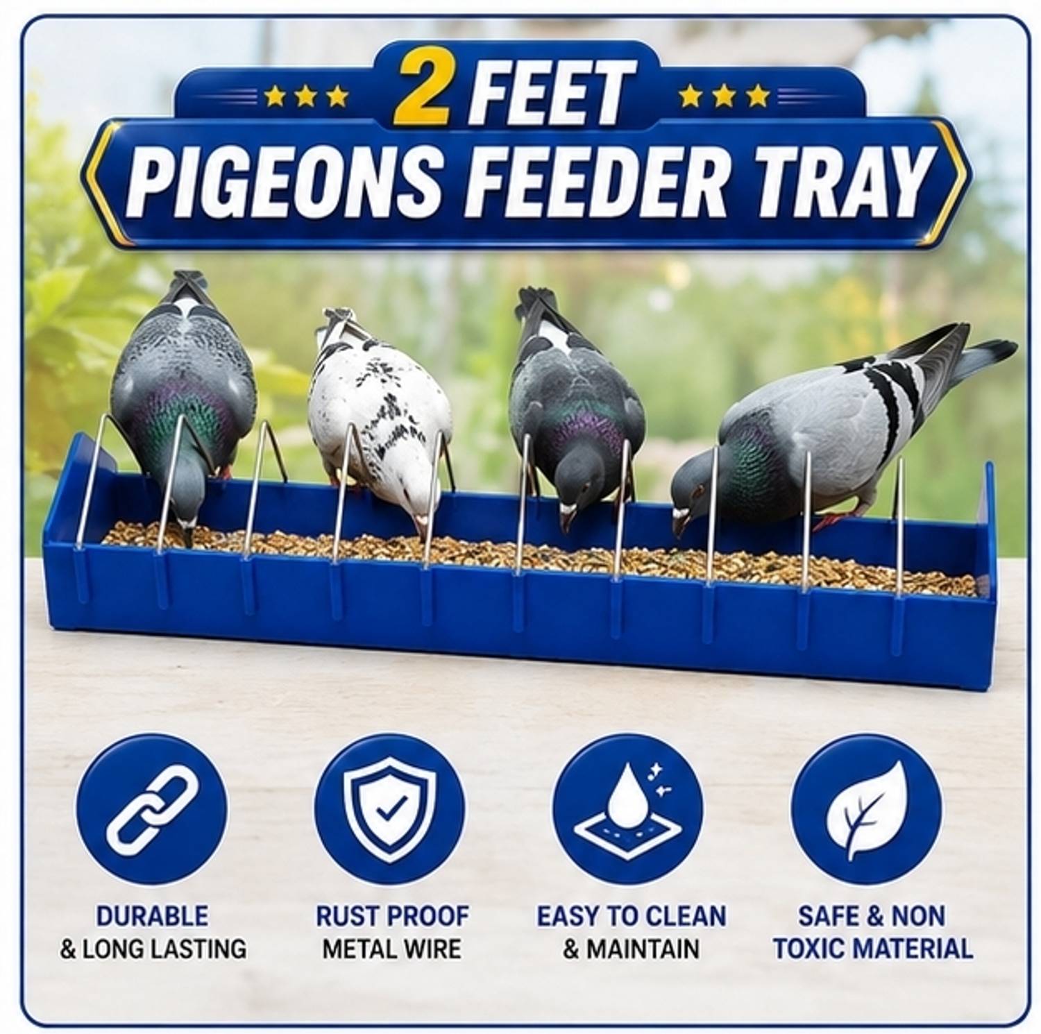 Indian Petsworld 2 Feet Pigeon Feeder Tray - Image 2