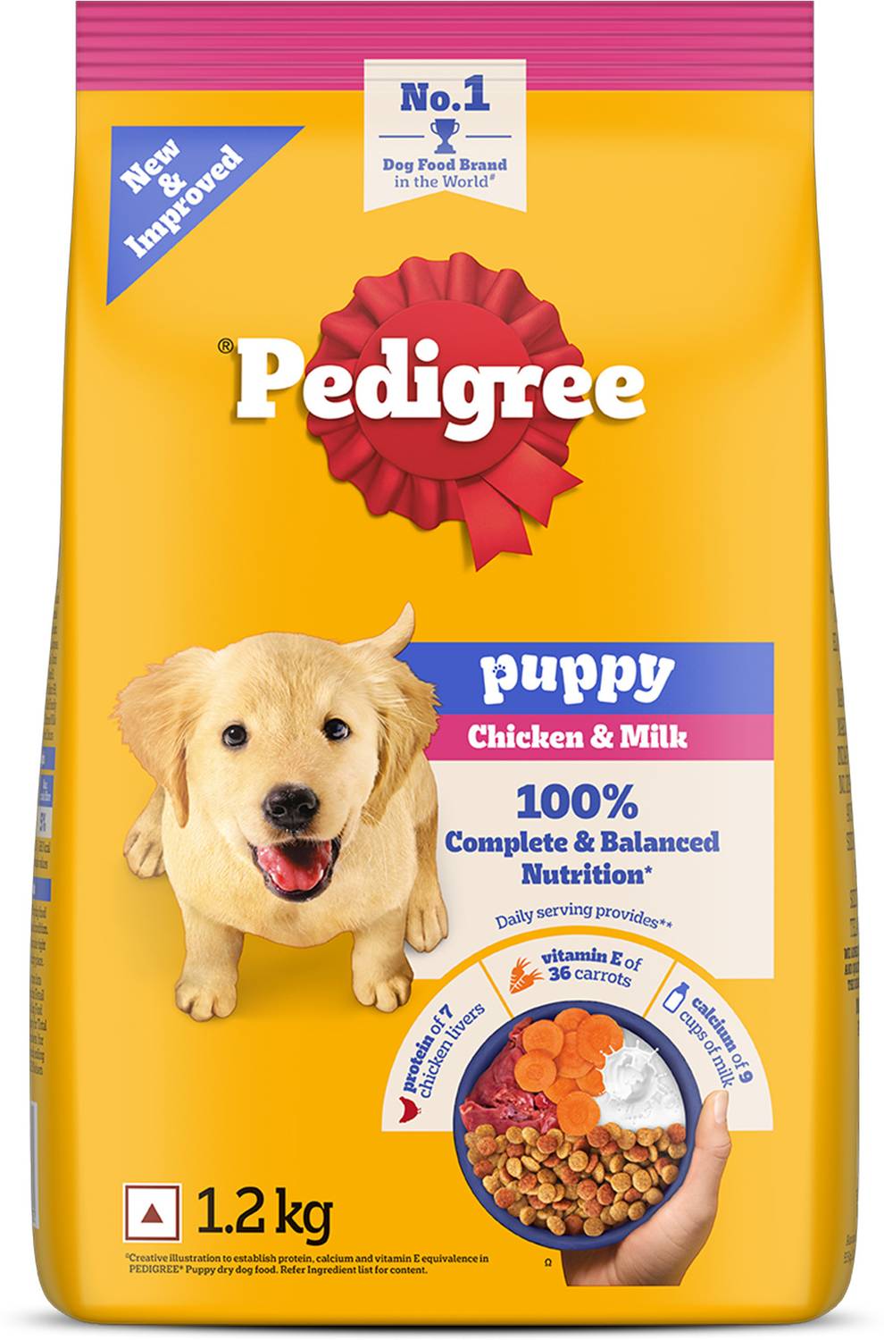 PEDIGREE 100% Nutrition Chicken, Milk 1.2 kg Dry Young Puppy Food