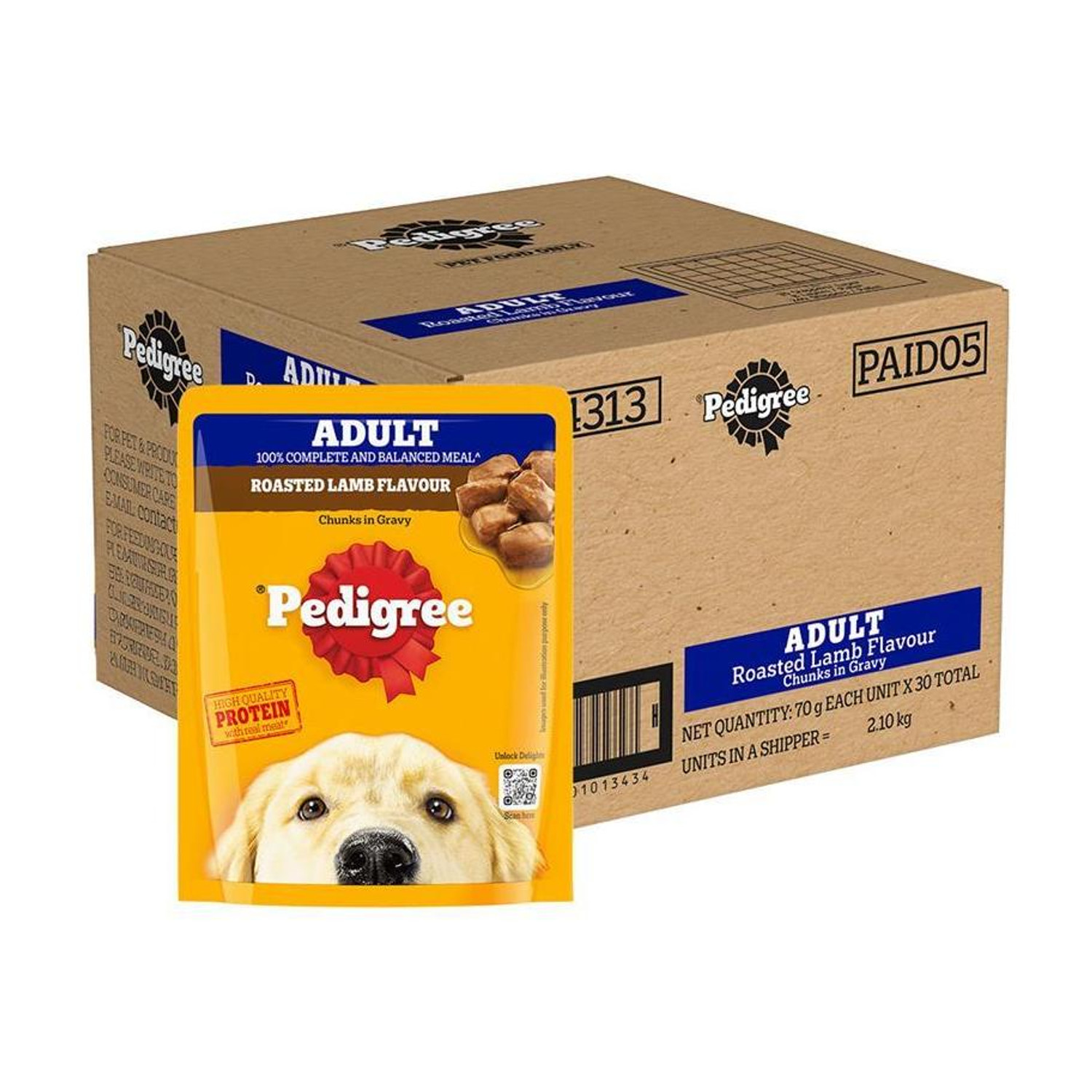 Image of PEDIGREE Gravy Lamb 2.1 kg (30x0.07 kg) Wet Adult Dog Food