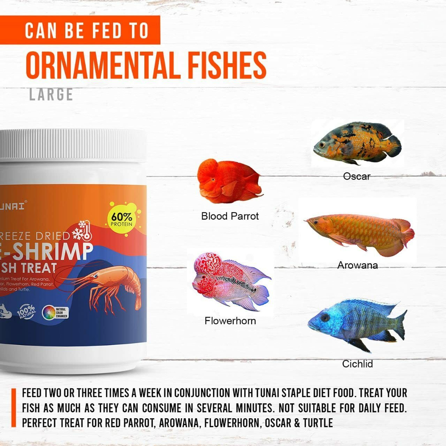 Image of TUNAI E-Shrimp Freeze Dried for Arowana Flowerhorn Red Parrot Oscar, Turtle & Tortoise Shrimp 0.025 kg Dry Adult, New Born, Senior, Young Fish Food