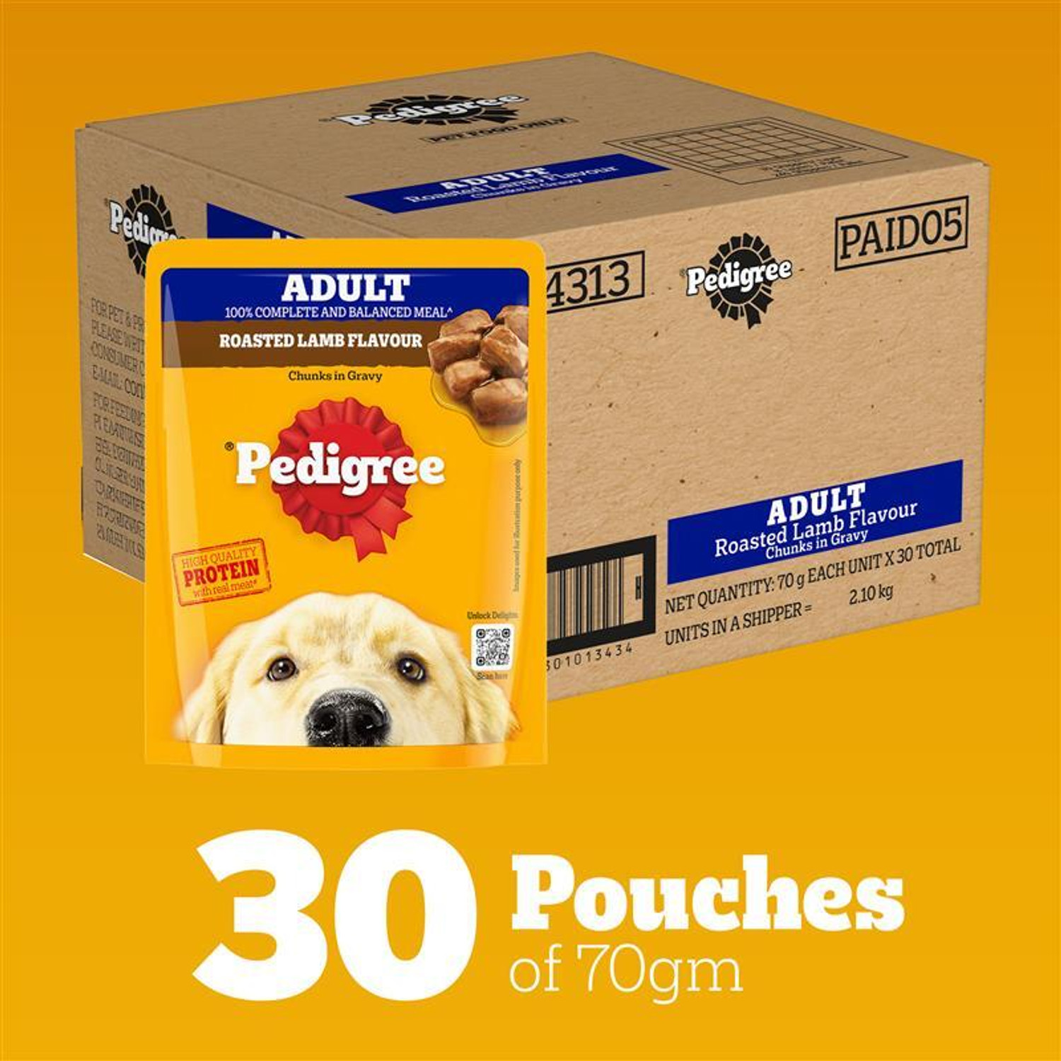 Image of PEDIGREE Gravy Lamb 2.1 kg (30x0.07 kg) Wet Adult Dog Food