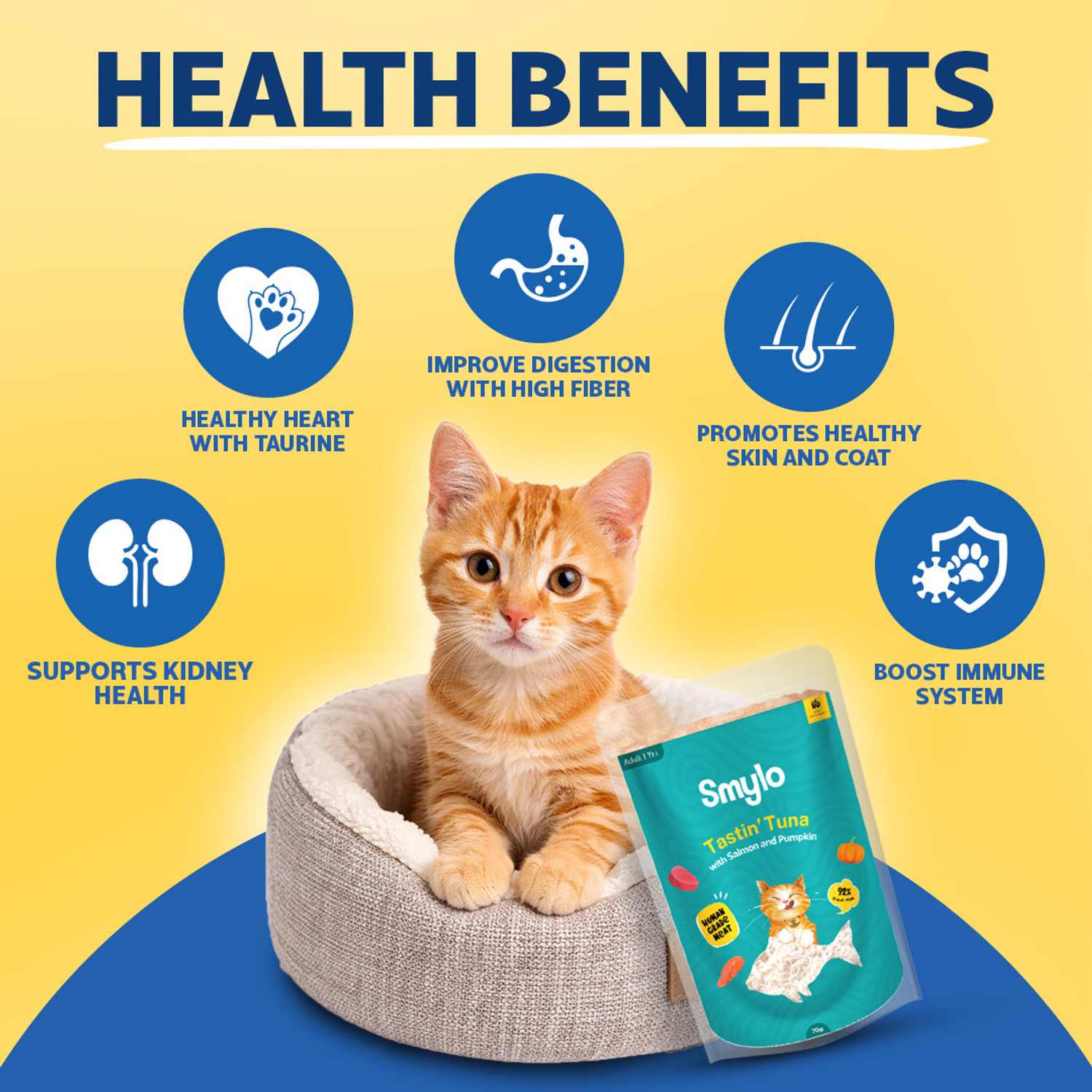 Image of Smylo Natural Healthy Wet Cat Food Trial Box (1+ yrs) Tuna, Salmon, Mackerel, Chicken, Liver 0.28 kg (4x0.07 kg) Wet Adult Cat Food