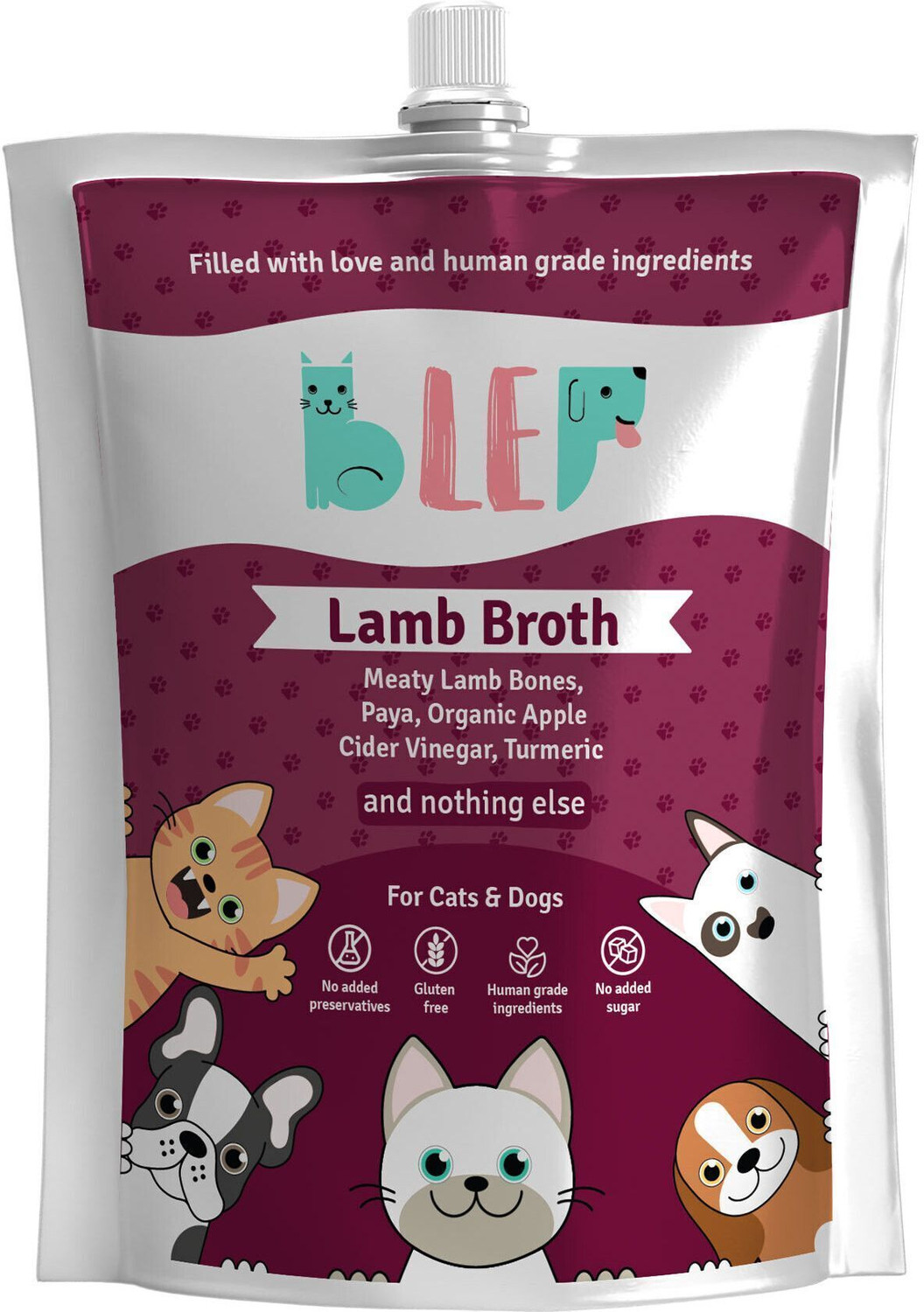 Image of BLEP Human Grade Lamb Broth for Cats & Dogs (100gm) Full Meal & Topper Lamb 0.1 kg Wet Adult, Senior, Young Dog & Cat Food