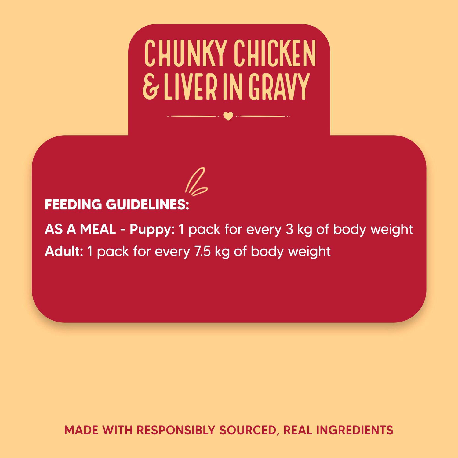 Image of Heads Up For Tails Hearty Chunky Chicken & Liver In Gravy Chicken 0.07 kg Wet Young Dog Food