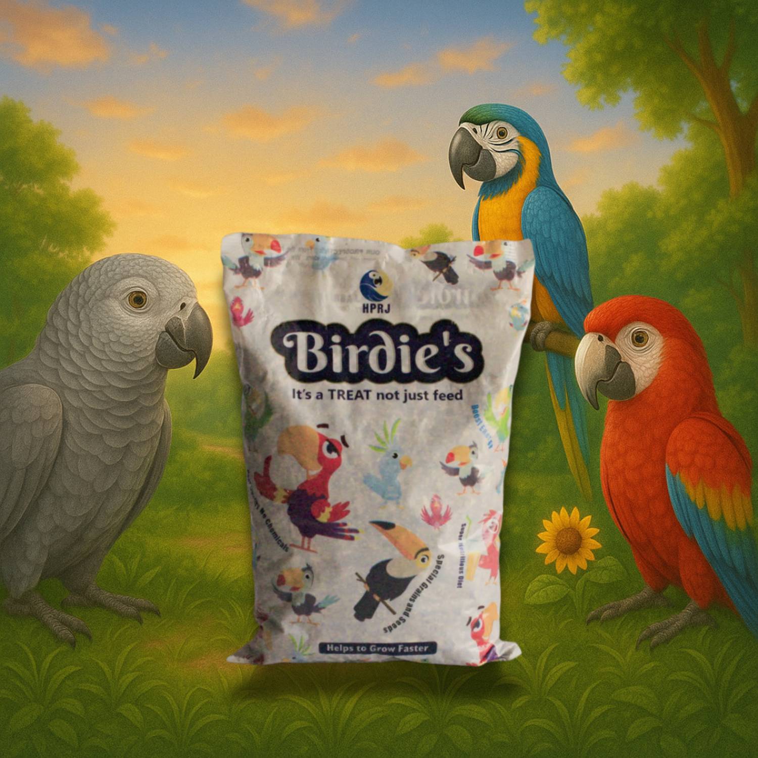Birdie's Big Mix Seed – Cockatoo, Macaw & African Grey 1 kg Dry Adult, Senior, Young Bird Food