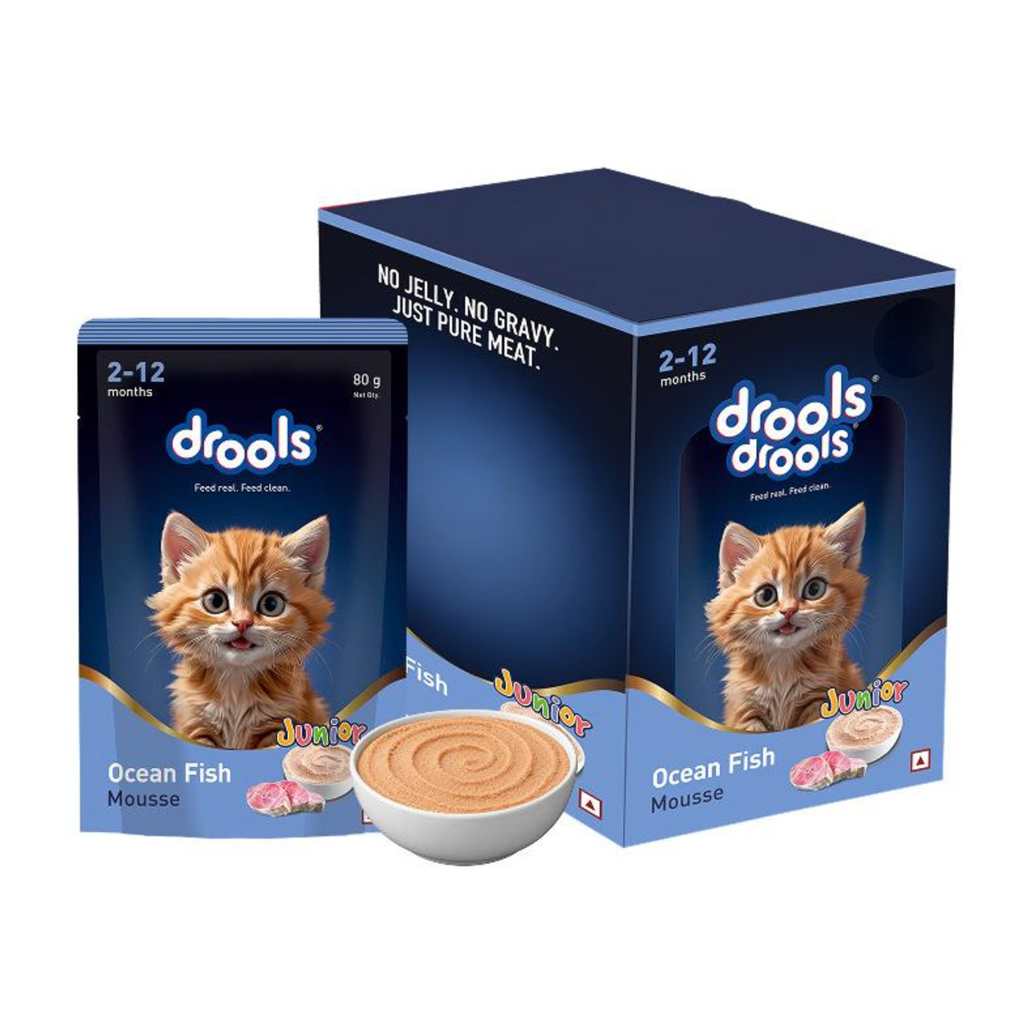 Image of Drools Mousse 5 Pieces Ocean Fish 0.4 kg (5x0.08 kg) Wet Young Cat Food