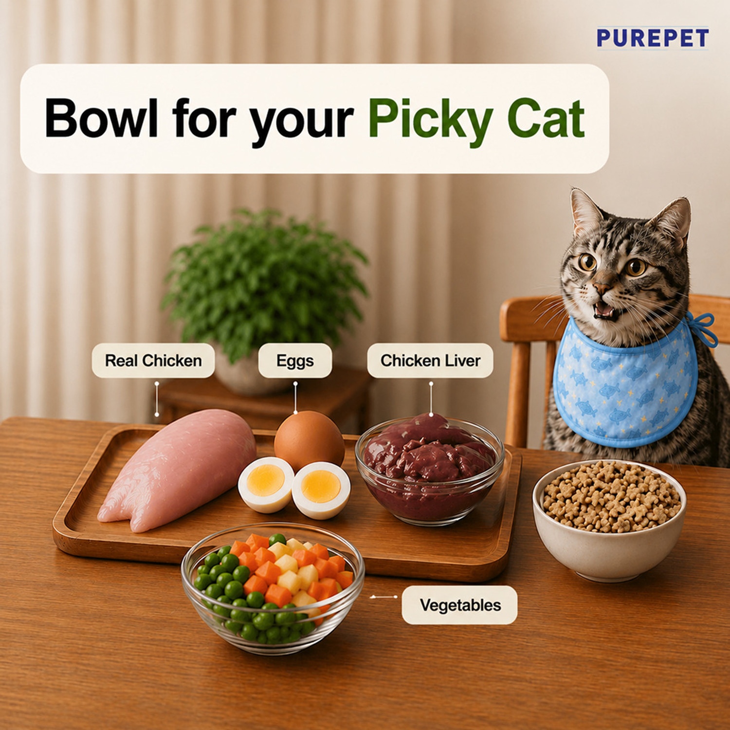 Image of Purepet Chicken & Vegetable 1 kg Dry Adult Cat Food