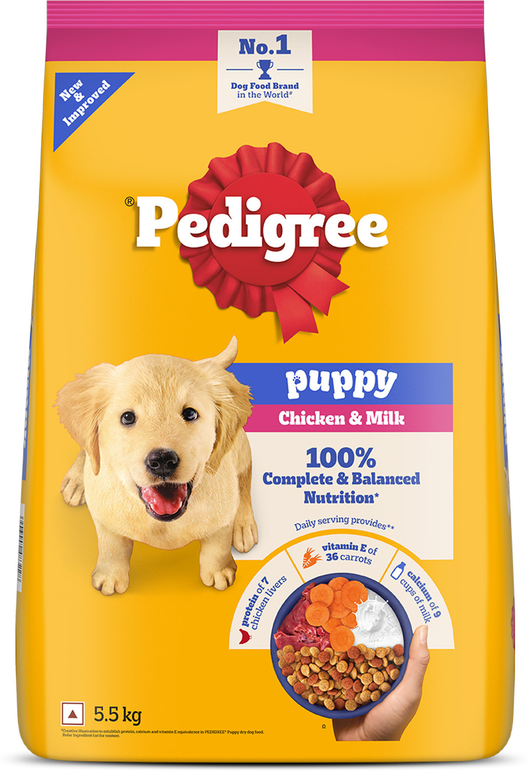 Image of PEDIGREE 100% Nutrition Chicken, Milk 5.5 kg Dry Young Puppy Food