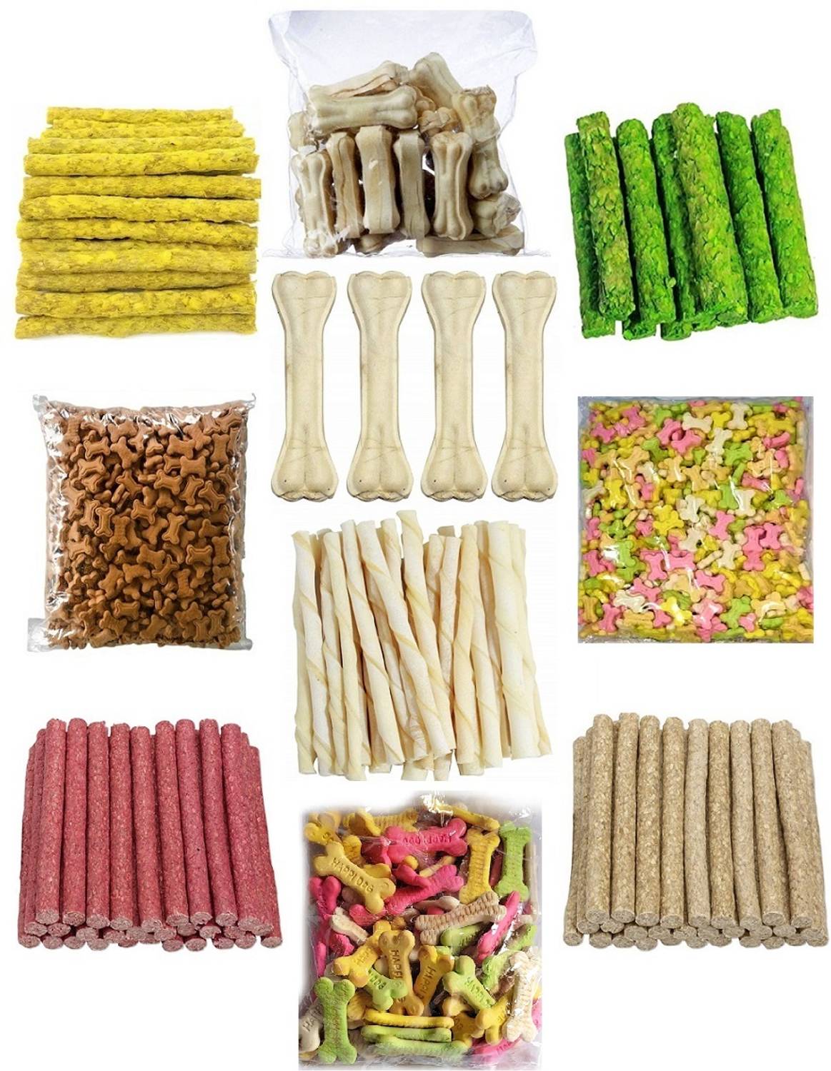 Blacknose 10 Mix Dog Food 4Munchy, White Stick, 3Dog Biscuit and 3&4 Inch Bone Each 50gm Chicken, Mutton, Mint, Lamb, Tropical Fruit, Milk 0.5 kg (10x0.05 kg) Dry All Life Stages, Adult, New Born, Senior, Young Dog Food