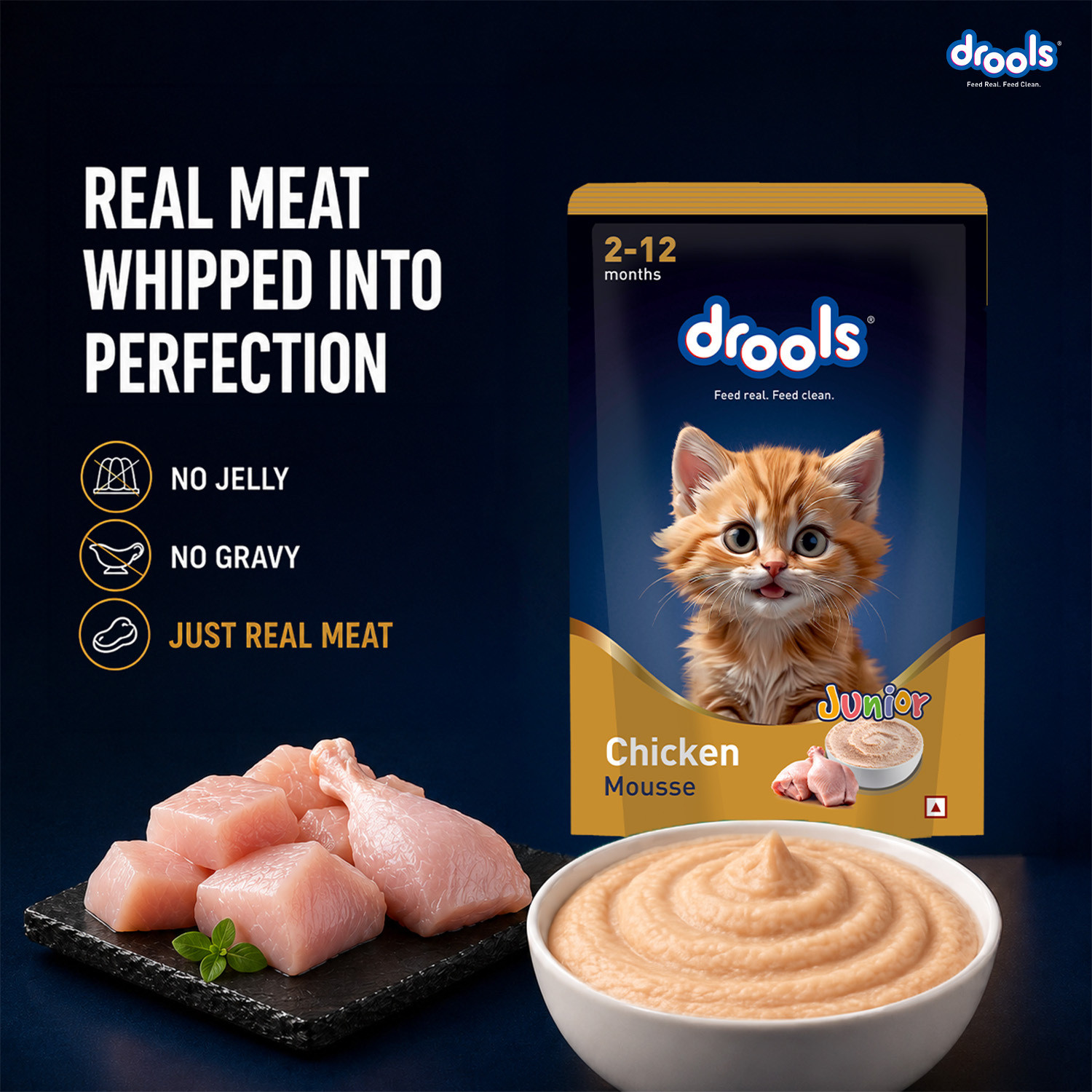 Image of Drools Mousse For Kittens Chicken 0.08 kg Wet Young Cat Food