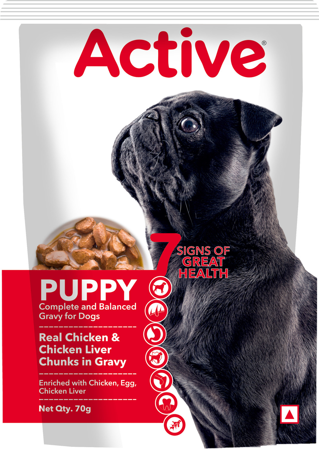 Image of Active Gravy (16X 70g ) Chicken Liver Chunks and Real Chicken 1.12 kg (16x0.07 kg) Wet Young Dog Food