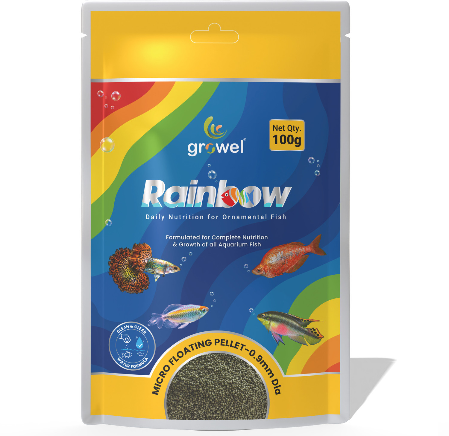 Image of Growel Rainbow Growel Rainbow Micro Floating Pellet 0.9mm 100g 0.1 kg Dry All Life Stages Fish Food
