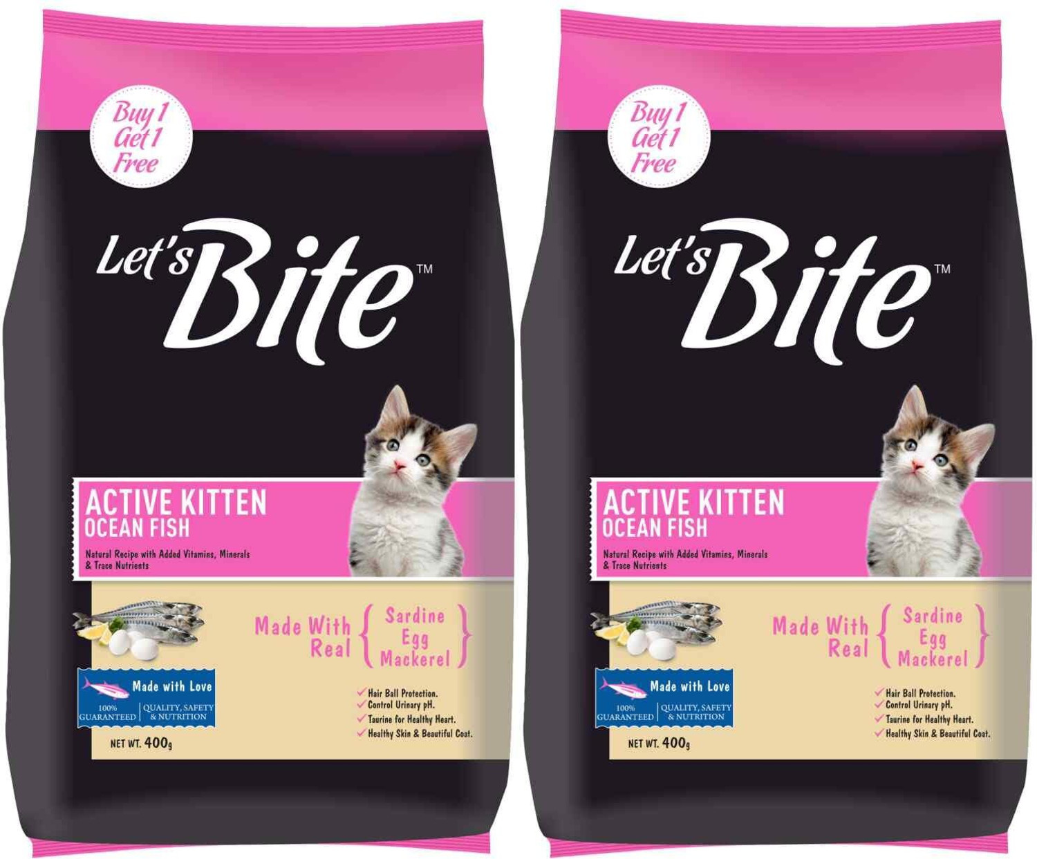 Image of Let's bite (Buy 1 Get 1 Free) Active Ocean Fish 800 g (2x400 g) Dry Young Cat Food