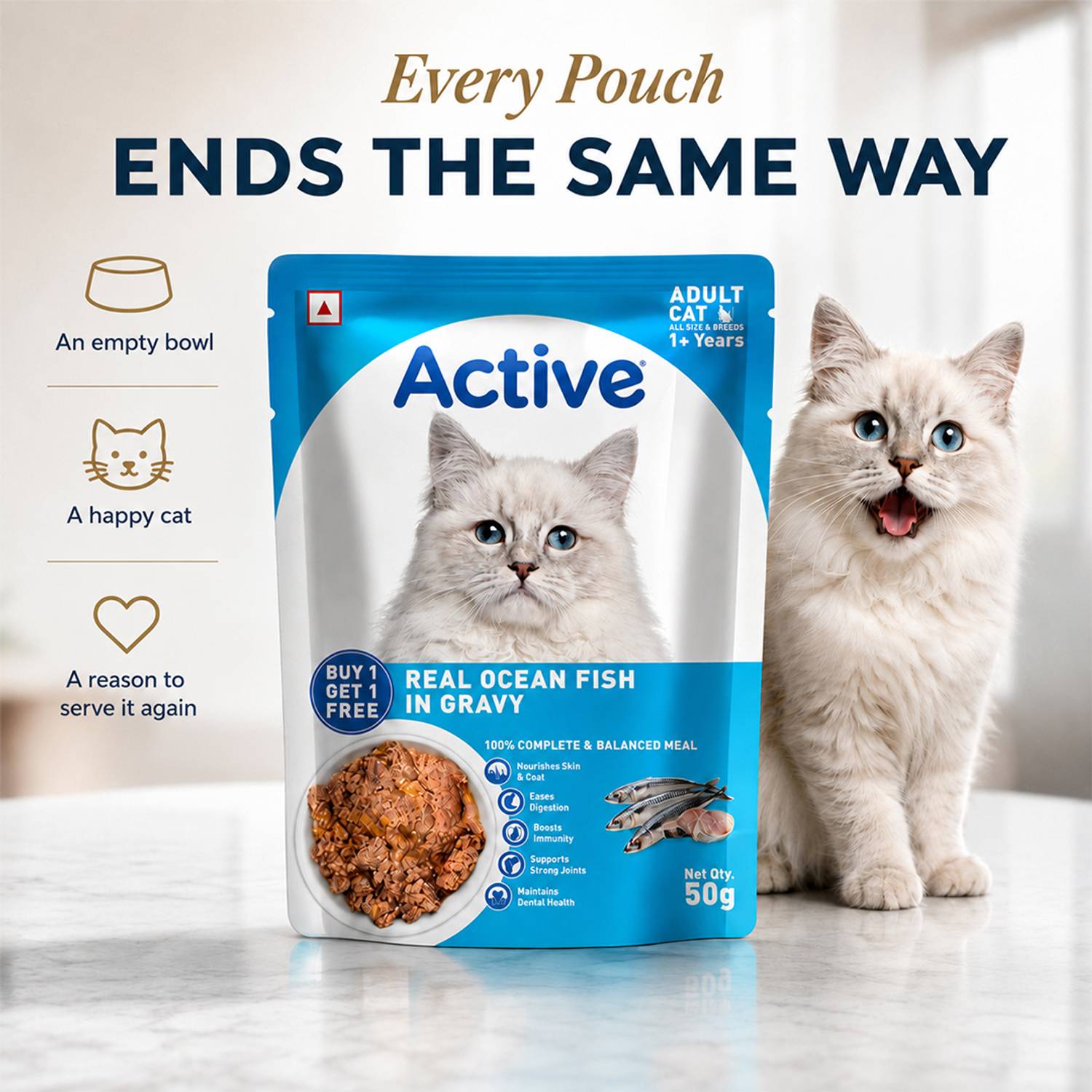 Active Ocean Fish Wet Cat Food 0.8 kg 50 g - Image 2