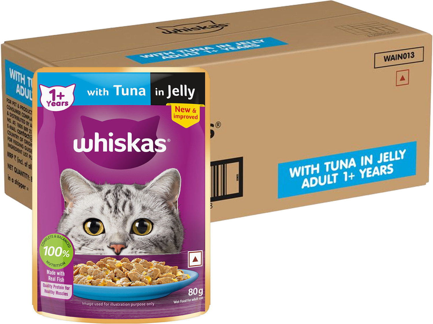 Image of Whiskas (1+ Years) Tuna 4.48 kg (56x0.08 kg) Wet Adult Cat Food