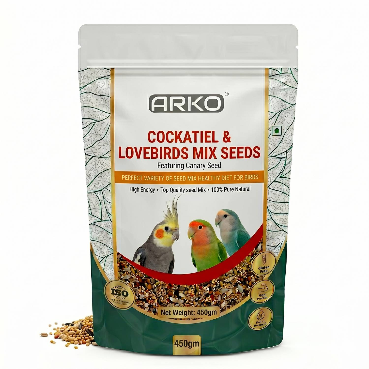 Arko Premium Special Bird Food for 11-15 Types of Seed Mix for Budgies Nuts 0.5 kg Dry New Born, Adult, Young, Senior Bird Food