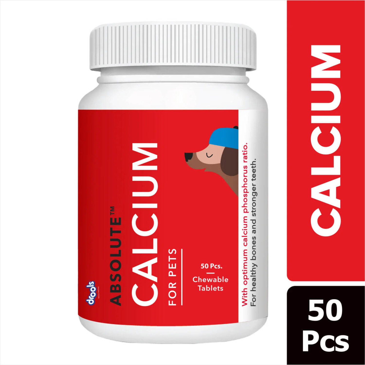 Image of Drools Drools Absolute Calcium Tablet- Dog Supplement, 50 Pieces Chicken 0.2 kg Dry Adult Dog Food