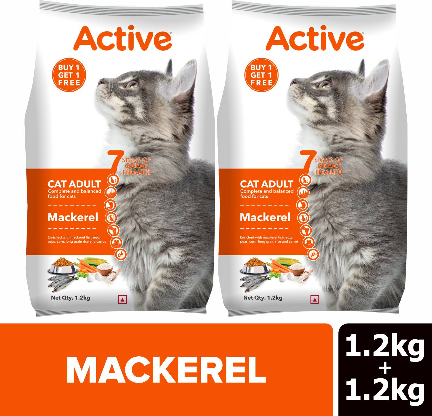 Active Mackerel 2.4 kg (2x1.2 kg) Pack of 2 · 1.2 kg (2.4 kg total) - Image 1