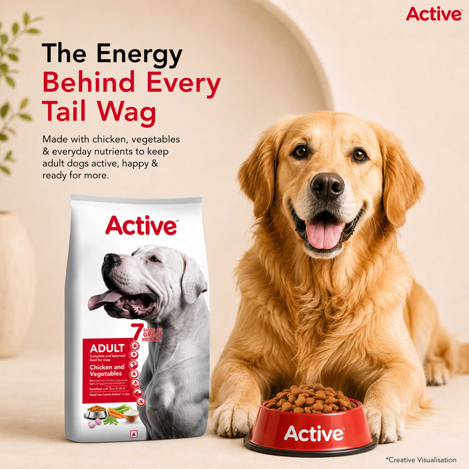 Image of Active Chicken and Vegetable 20 kg (2x10 kg) Dry Adult Dog Food