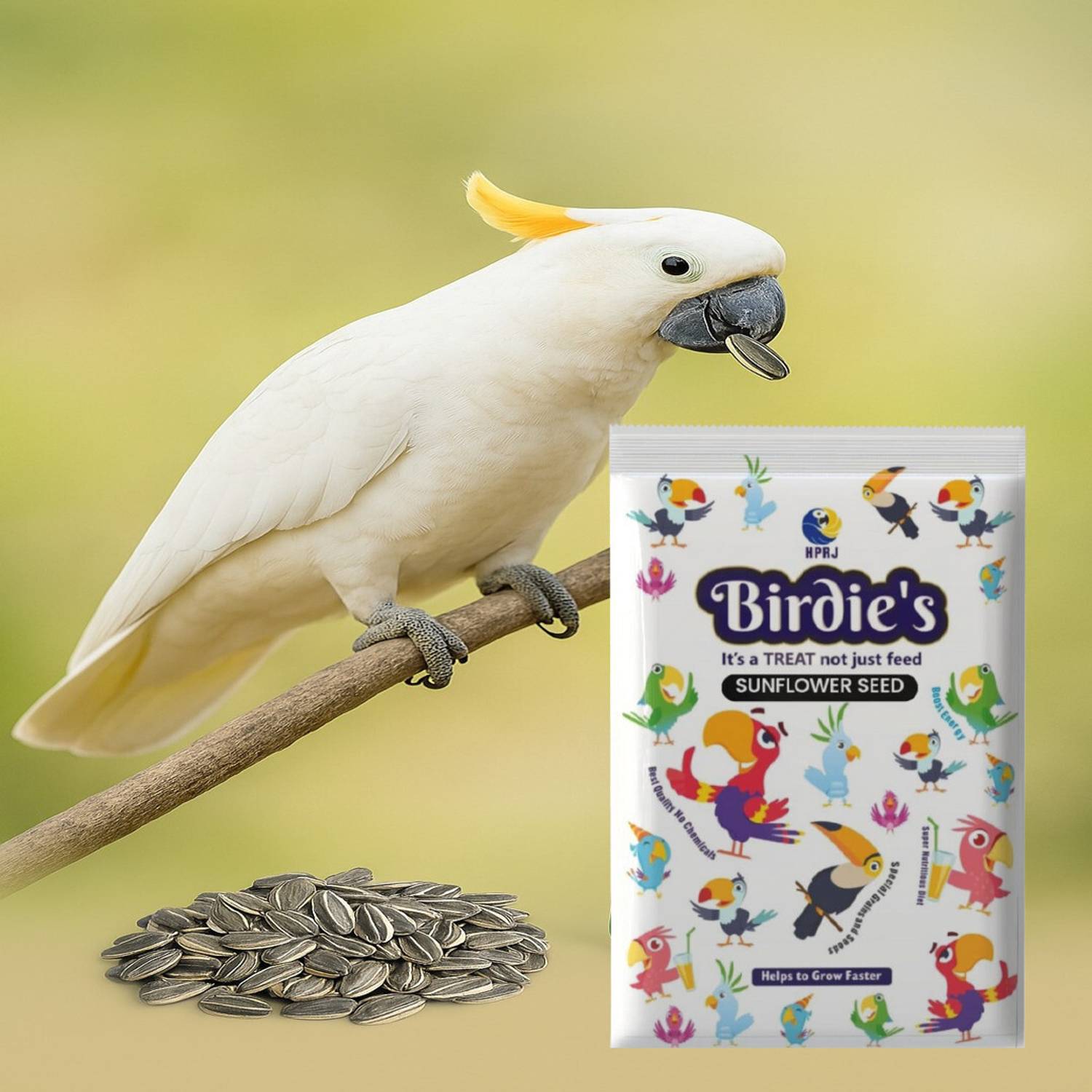 Birdie's Premium Sunflower Seed | High-Energy for Parrot, Macaw, Cockatiel, African Grey 0.5 kg Dry Adult, Senior, Young, New Born Bird Food