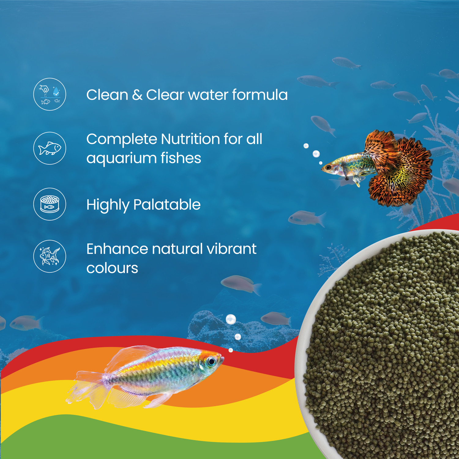 Image of Growel Rainbow Growel Rainbow Micro Floating Pellet 0.9mm 100g 0.1 kg Dry All Life Stages Fish Food