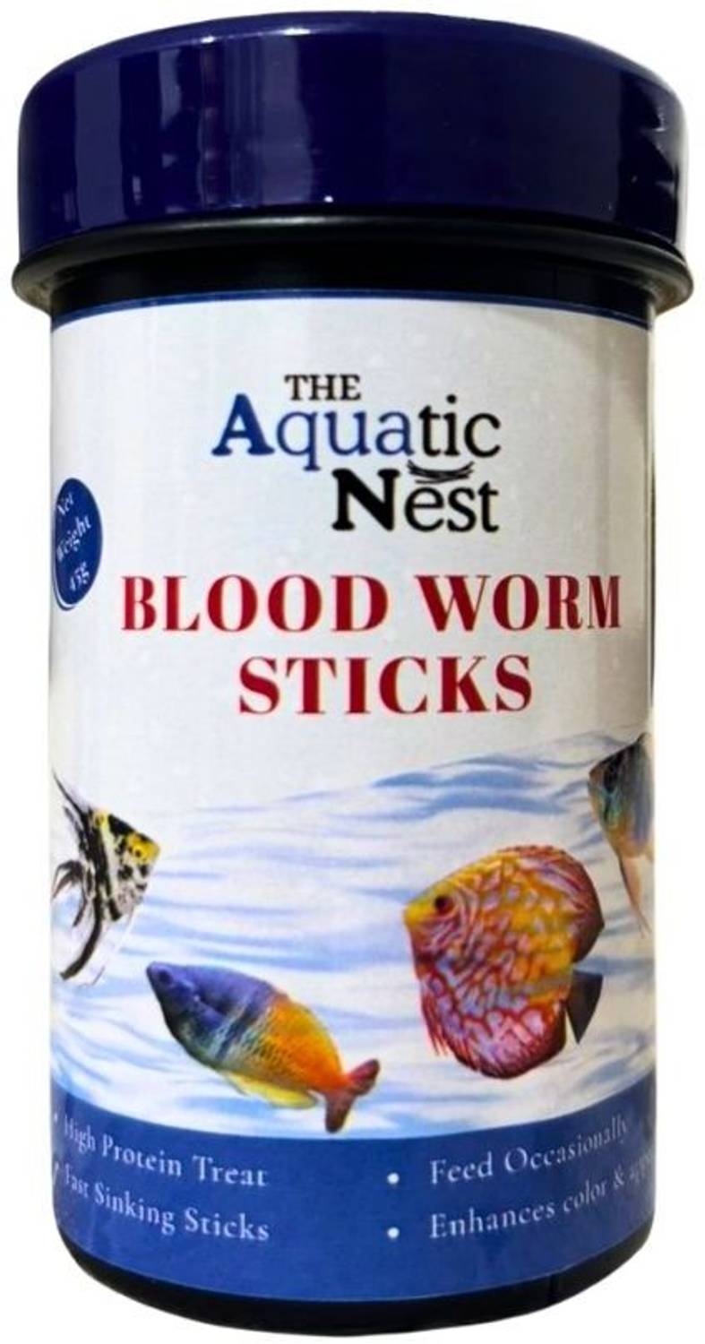The Aquatic Nest Blood Worm Sticks | High Protein Treats | 1.2 mm Sinking Food | 45 Gms | Fish 0.045 kg Dry Adult Fish Food