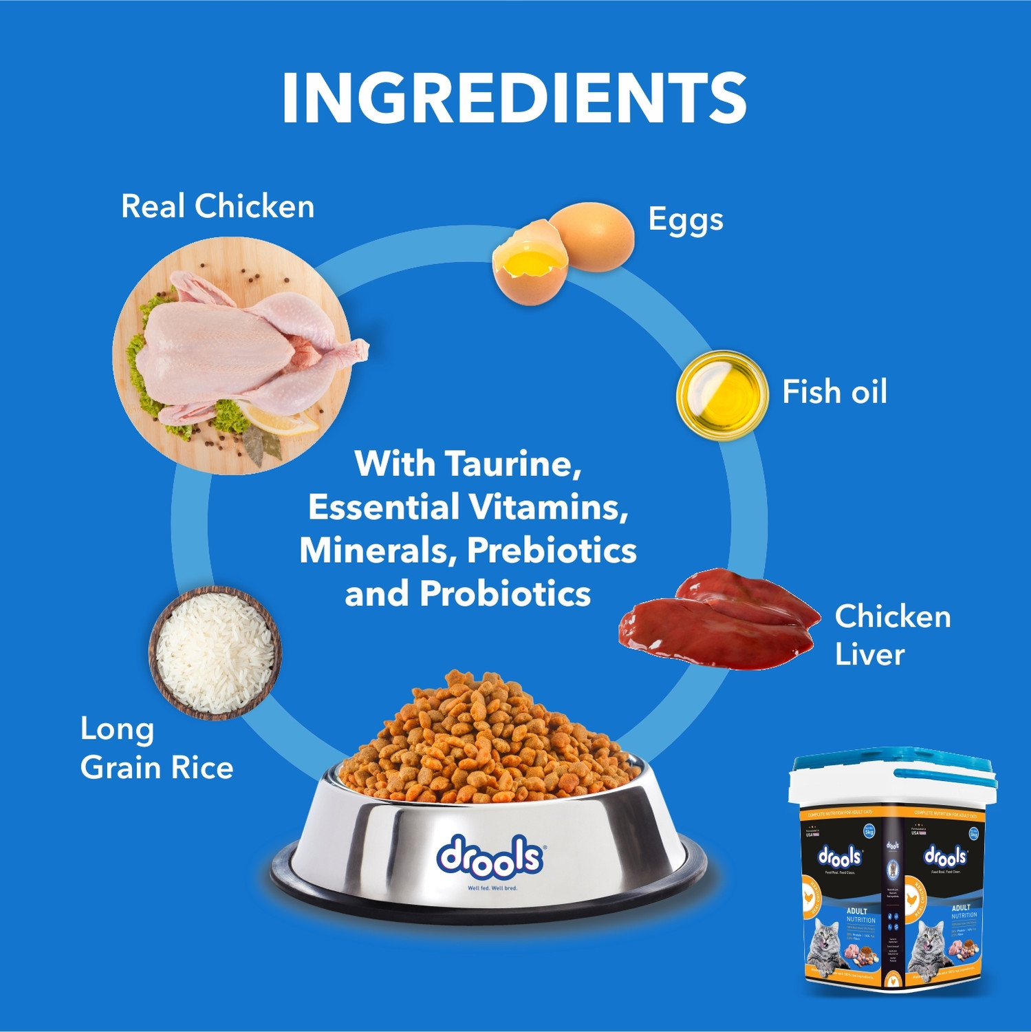 Image of Drools Adult Nutrition Chicken 5 kg Dry Adult Cat Food