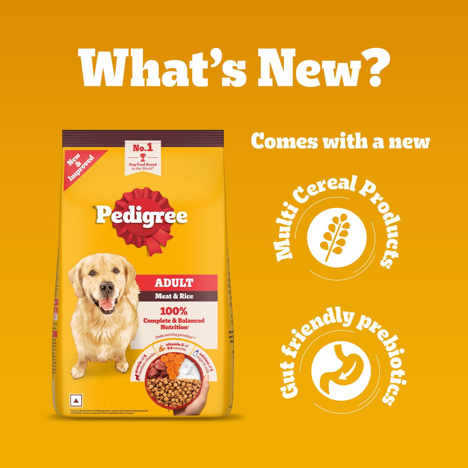 Image of PEDIGREE 100% Nutrition Meat, Rice 1.2 kg Dry Adult Dog Food