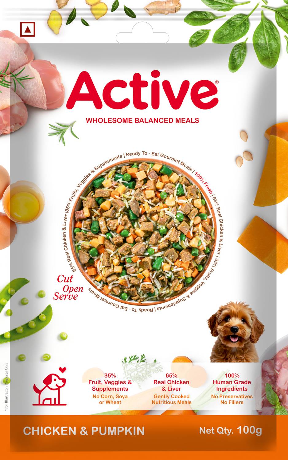 Active Wholesome Balanced Meals Chicken 0.1 kg Wet Adult Dog Food