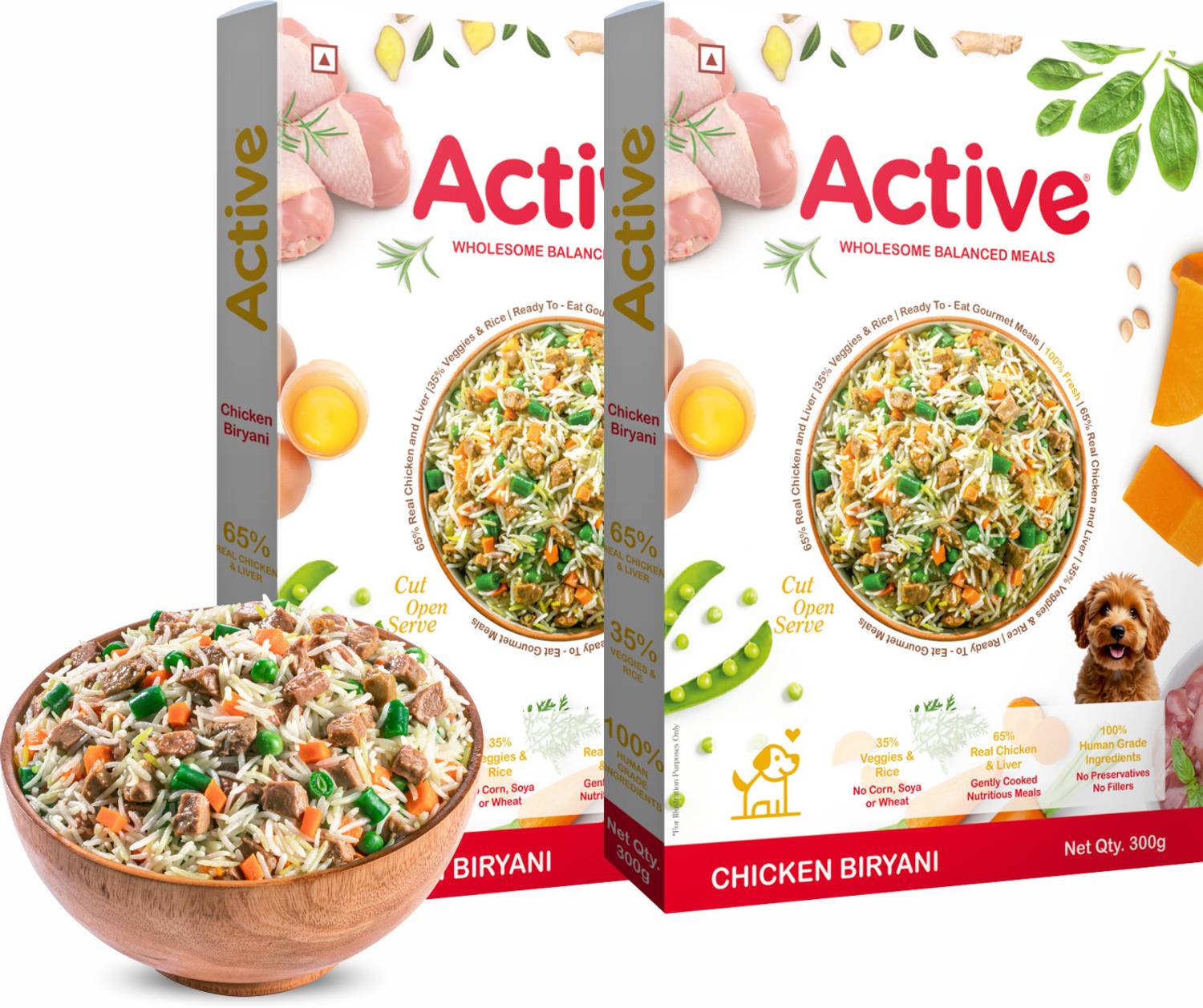 Active Buy 1 Get 1 Fresh Food Chicken 0.6 kg (2x0.3 kg) Wet Adult Dog Food