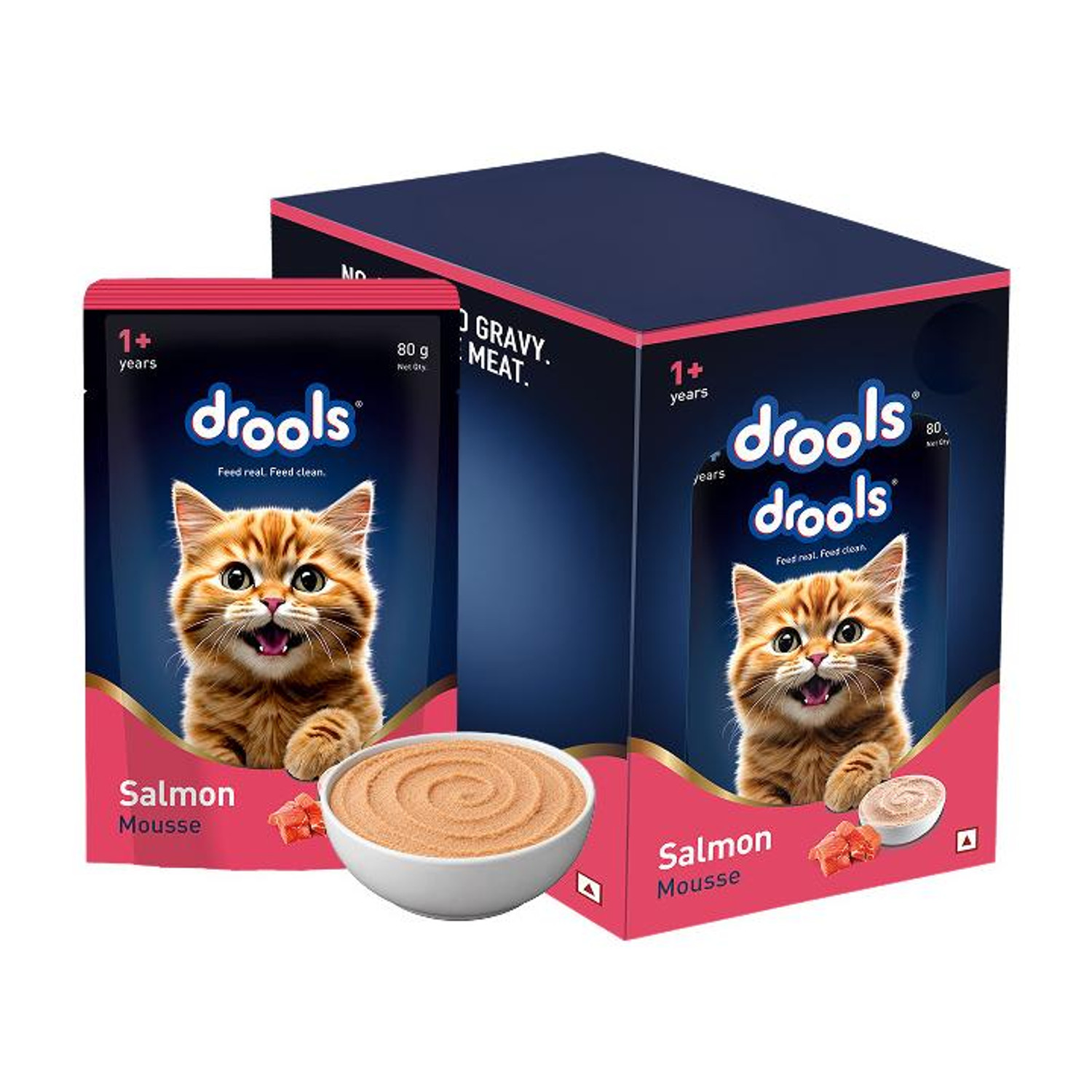 Image of Drools Mousse For Adult Cats Salmon 0.4 kg (5x0.08 kg) Wet Adult Cat Food