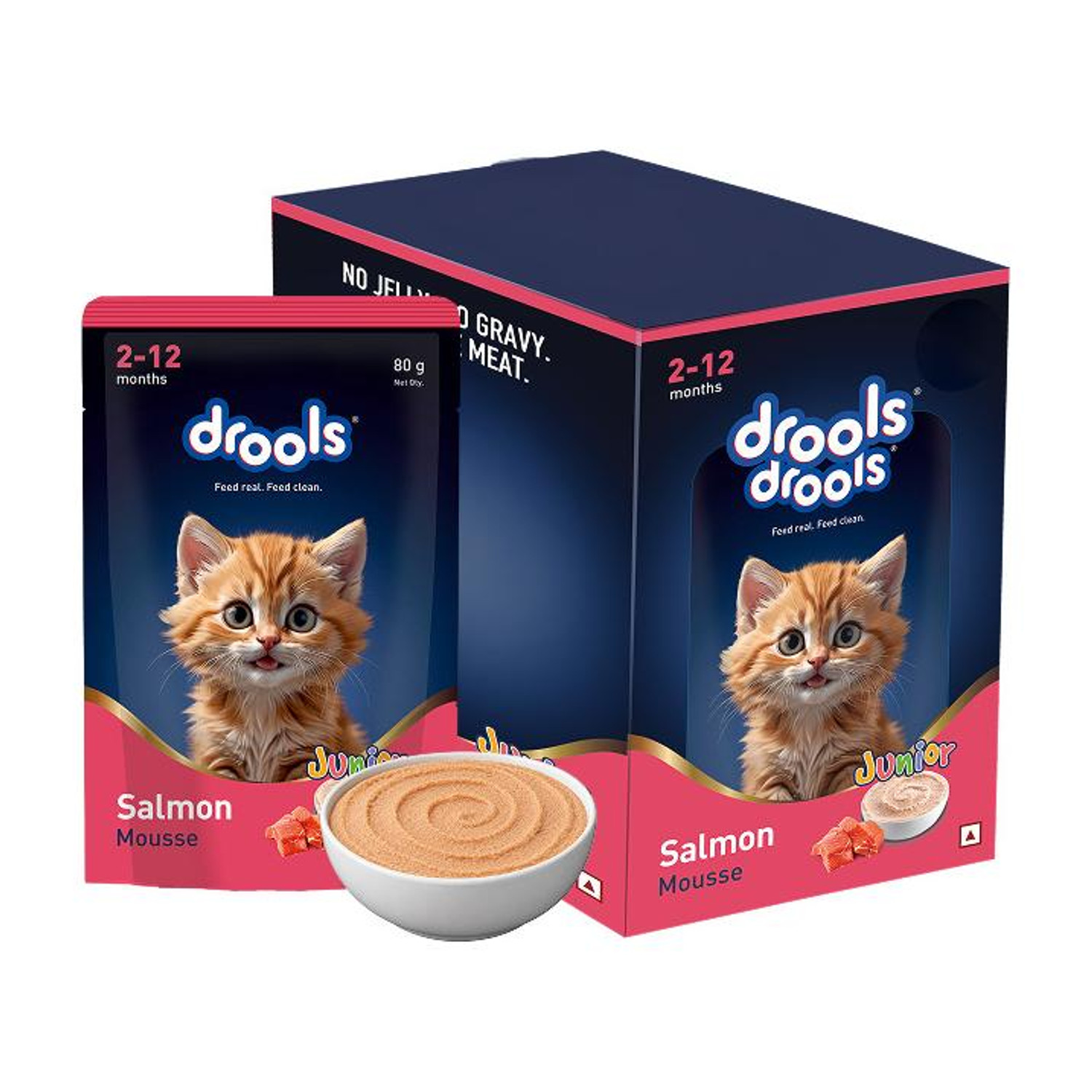 Image of Drools Mousse For Kitten Cats Salmon 0.4 kg (5x0.08 kg) Wet Young Cat Food