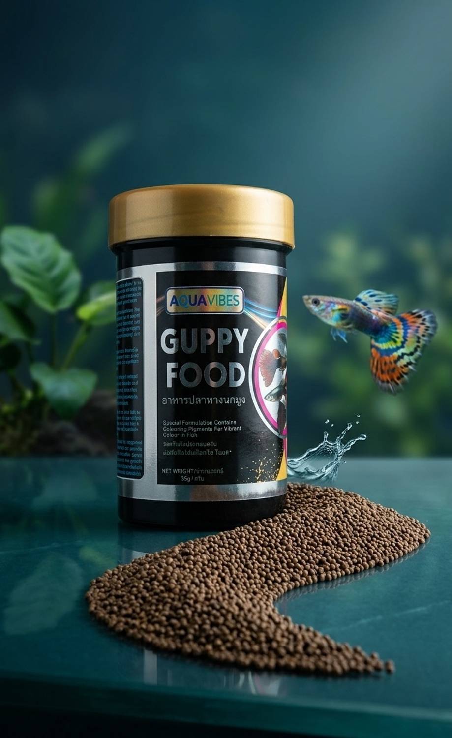 aquavibes Premium Guppy Special Egg, Chicken, Bison 0.036 kg Dry Adult, New Born, Young Fish Food