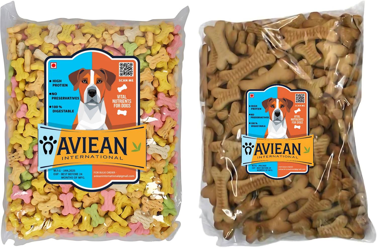 Aviean International Dog 1 Adult,1 MIx Biscuits Combo Offer (550G+550KG) Non-Veg Bacon, Milk 1 kg (2x0.5 kg) Dry Adult, New Born, Senior, Young Dog Food
