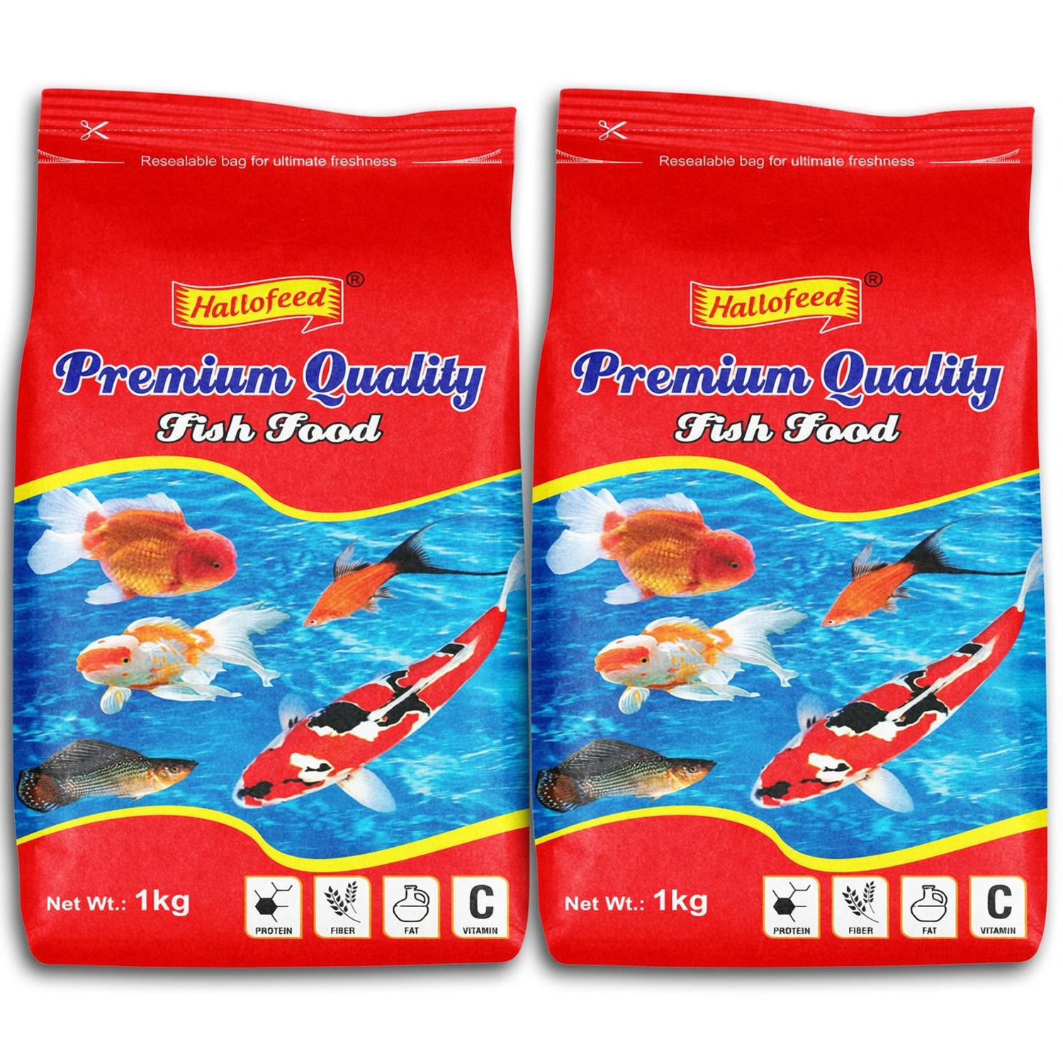 Hallofeed 2 Kg PREMIUM FISH FOOD (1KG*2PC) Fish 2 kg Dry Adult Fish Food