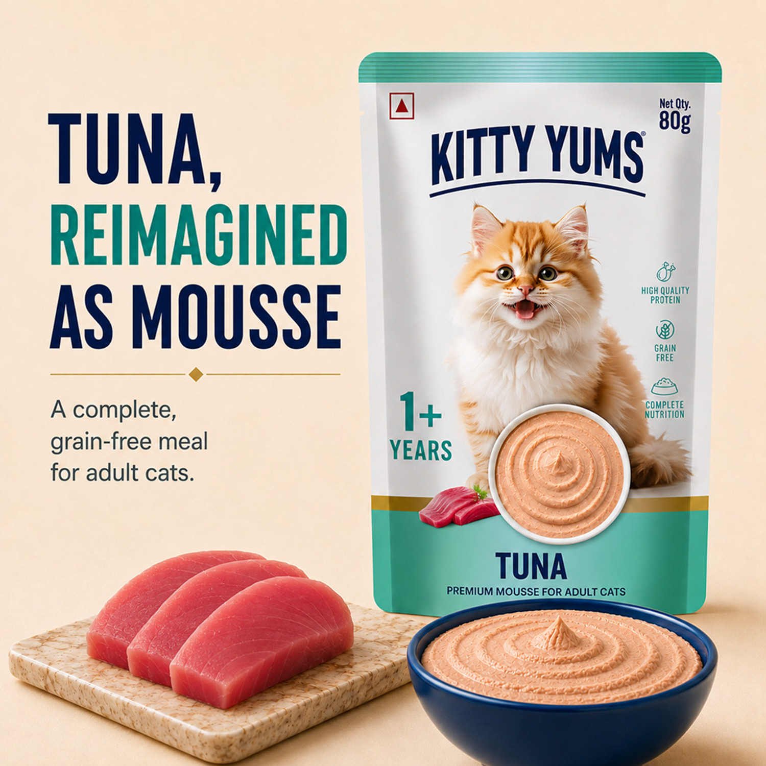 Image of Kitty Yums Mousse For Adult Cats Tuna 0.4 kg (5x0.08 kg) Wet Adult Cat Food
