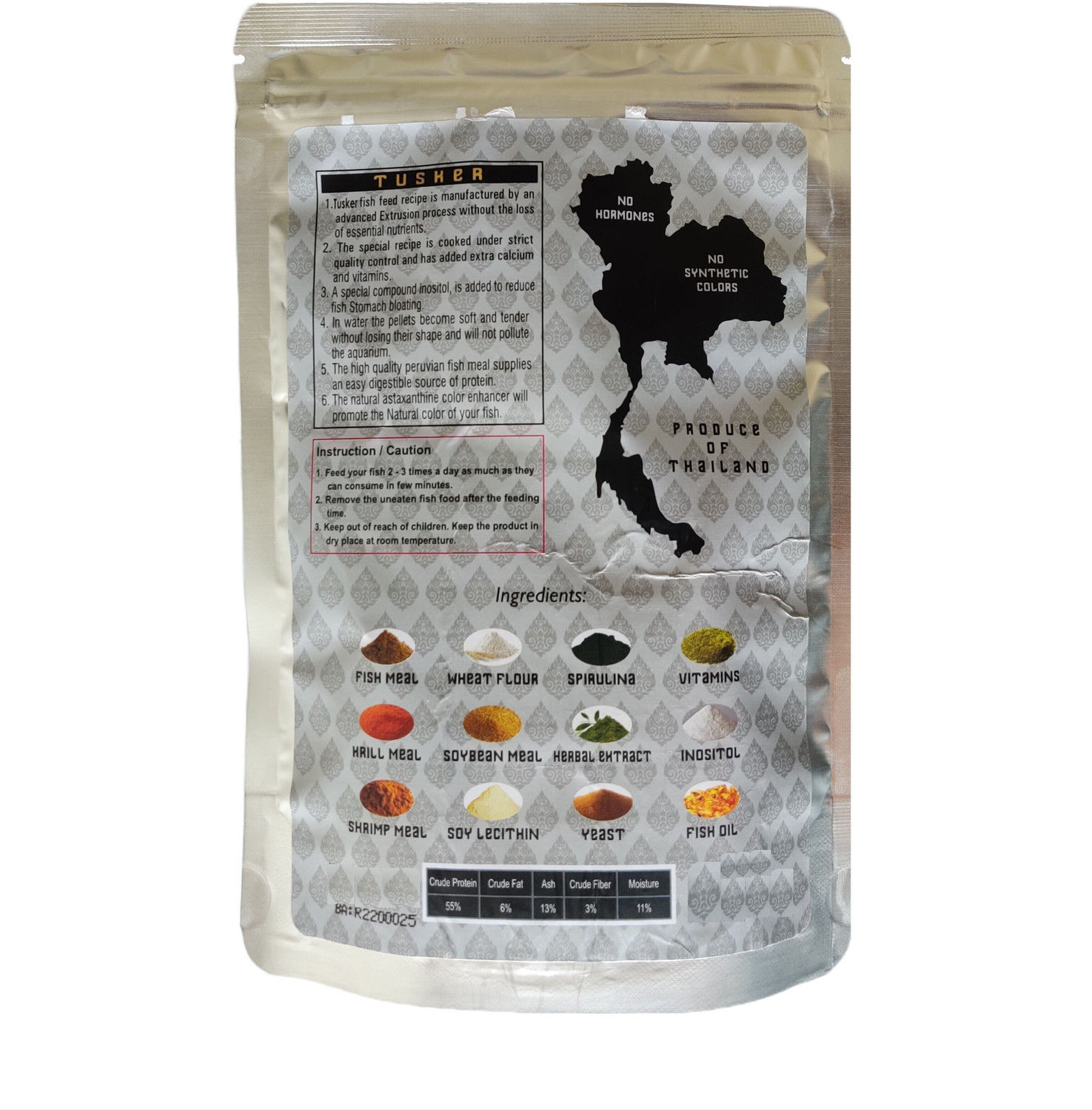 Image of STAR FARMS TUSKER Nutritional Feed of Flowerhorn, 55% protein, Fast growth, Natural color 0.1 kg Dry Adult, Young, New Born Fish Food