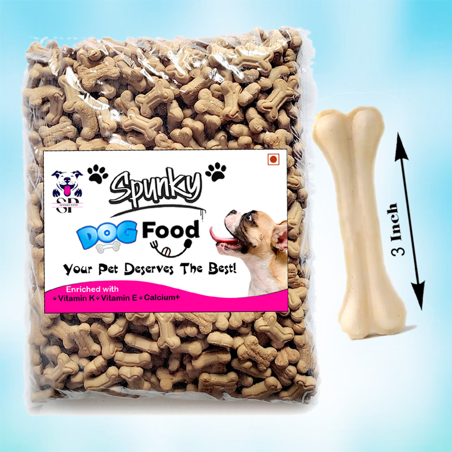 Image of Unik Dog Pet Food Calcium Treat Healthy Chicken Puppy Dog Biscuits with Pressed Bone Chicken 0.5 kg (2x0.25 kg) Dry New Born, Young, Adult Dog Food