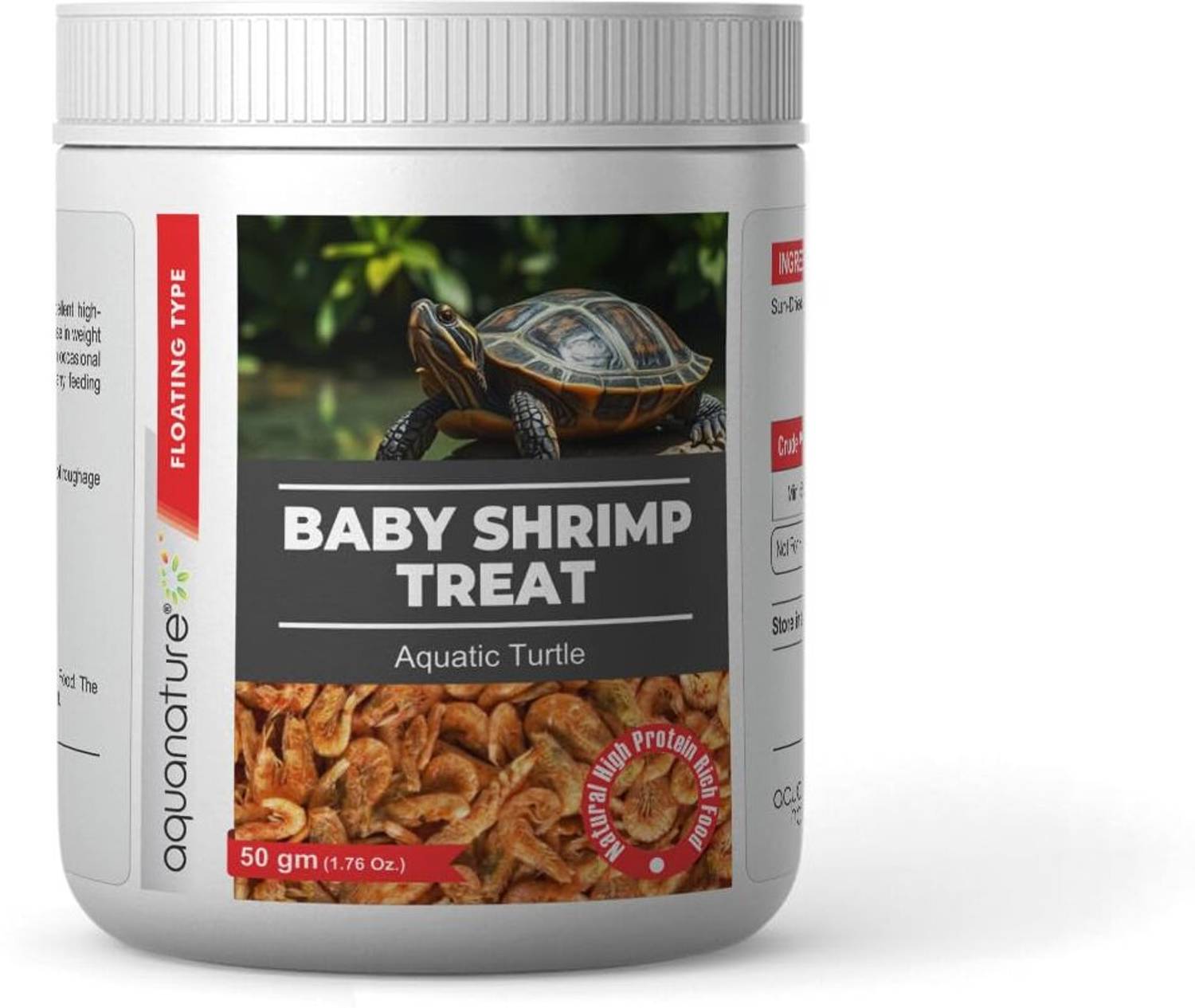 Aquanature Baby Shrimp Treat Whole Sun Dried Shrimps Turtle Food 100g 0.1 kg Dry Adult, Senior, Young Turtle Food