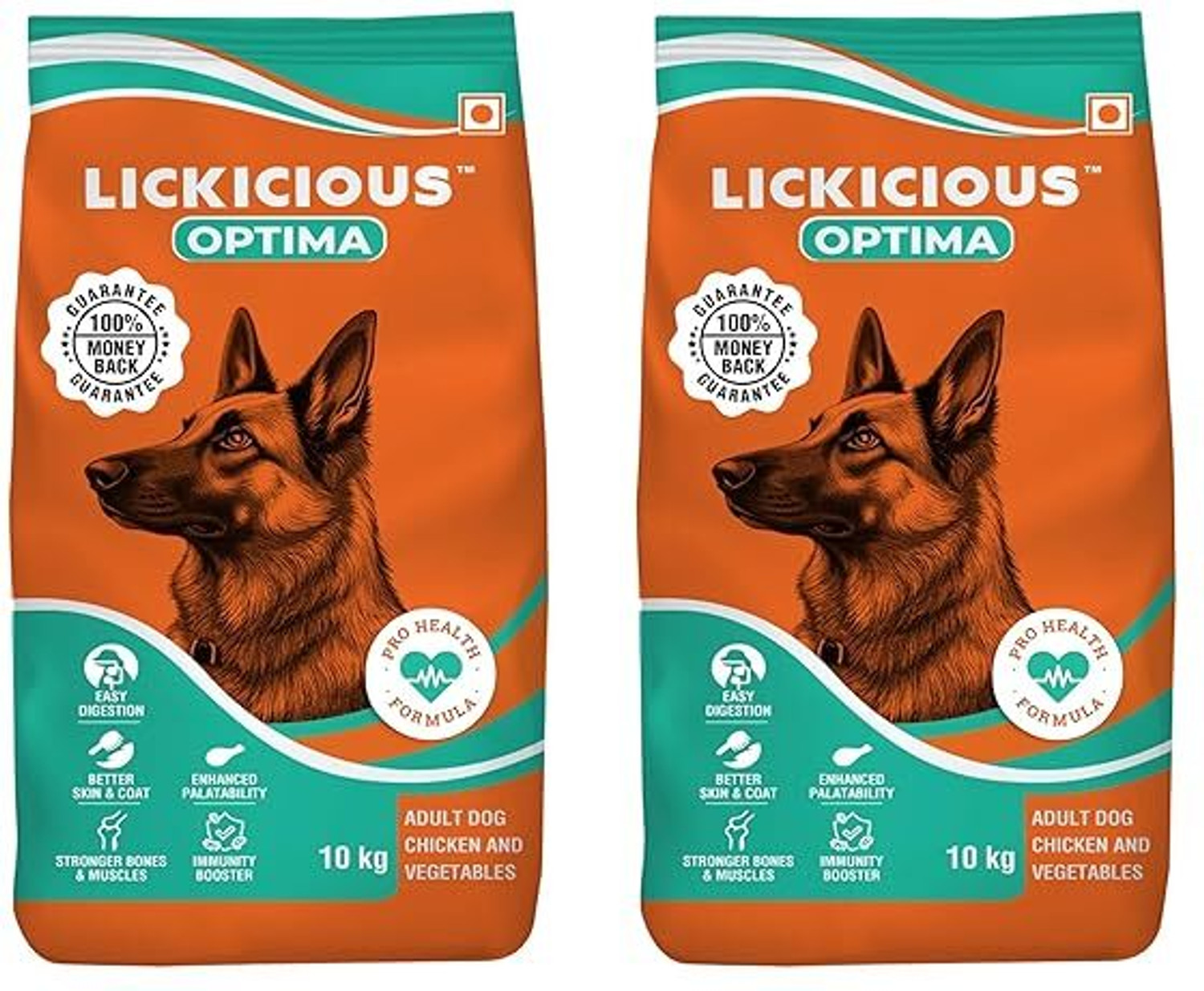Image of LICKICIOUS Optima Dog Food | Complete & Balanced Nutrition | Great Taste & Easy Digestion | Chicken, Vegetable 20 kg (2x10 kg) Dry Adult Dog Food