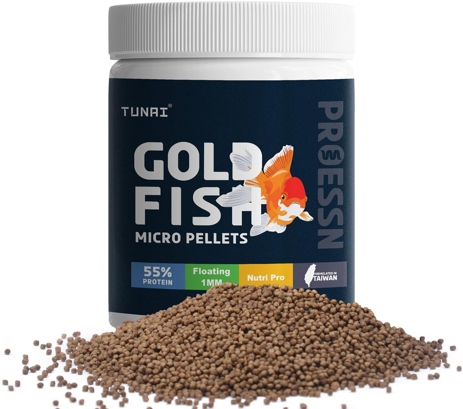 Image of TUNAI Gold Fish Micro Pellets 55% Protein Sea Food 0.1 kg Dry Adult, New Born, Senior, Young Fish Food
