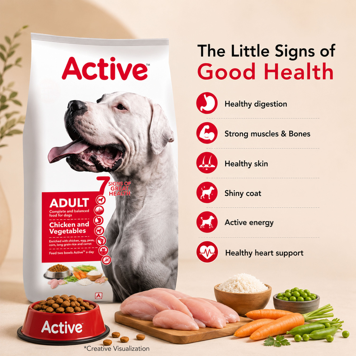 Image of Active Chicken and Vegetable 20 kg (2x10 kg) Dry Adult Dog Food