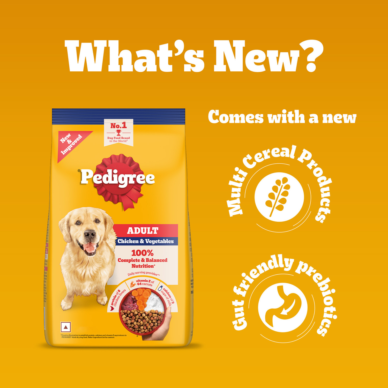 Image of PEDIGREE 100% Nutrition Chicken, Vegetable 11 kg (2x5.5 kg) Dry Adult Dog Food