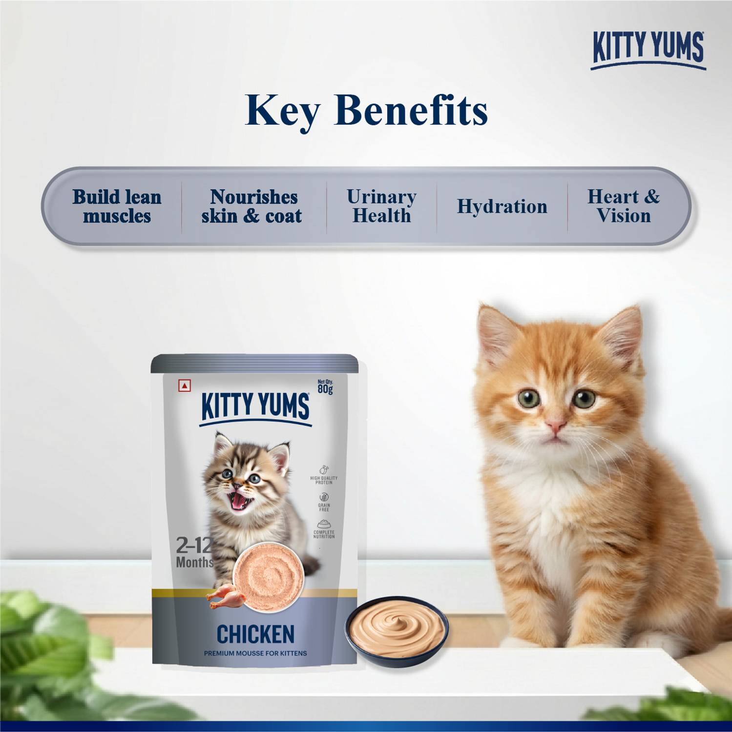 Kitty Yums Mousse Adult Cats Chicken Pack of 5 · 80 g (400 g total) - Image 3
