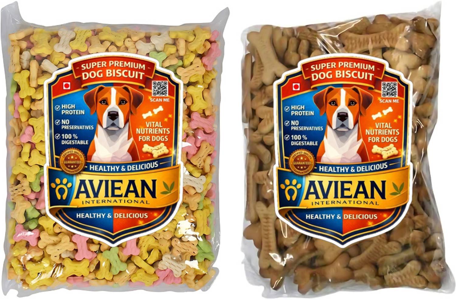 Aviean International 1 Mix + 1 Adult Dog Biscuits Pack Of 2 (500*2)1.0 Kg Chicken Flavour Biscuits Chicken, Oats, Milk 1 kg (2x0.5 kg) Dry All Life Stages Dog Food