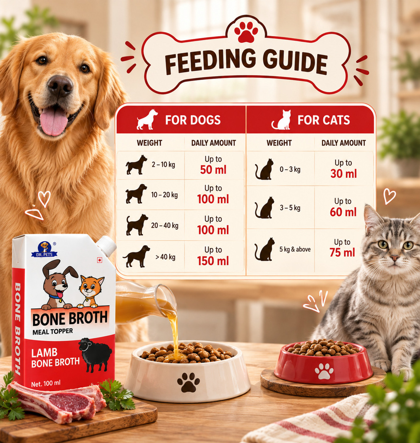 Image of Dr.pets Lamb Bone Broth Gravy Food Meal Topper Wet Food for Dogs & Cats |100ml Lamb 0.1 kg Wet All Life Stages Dog Food