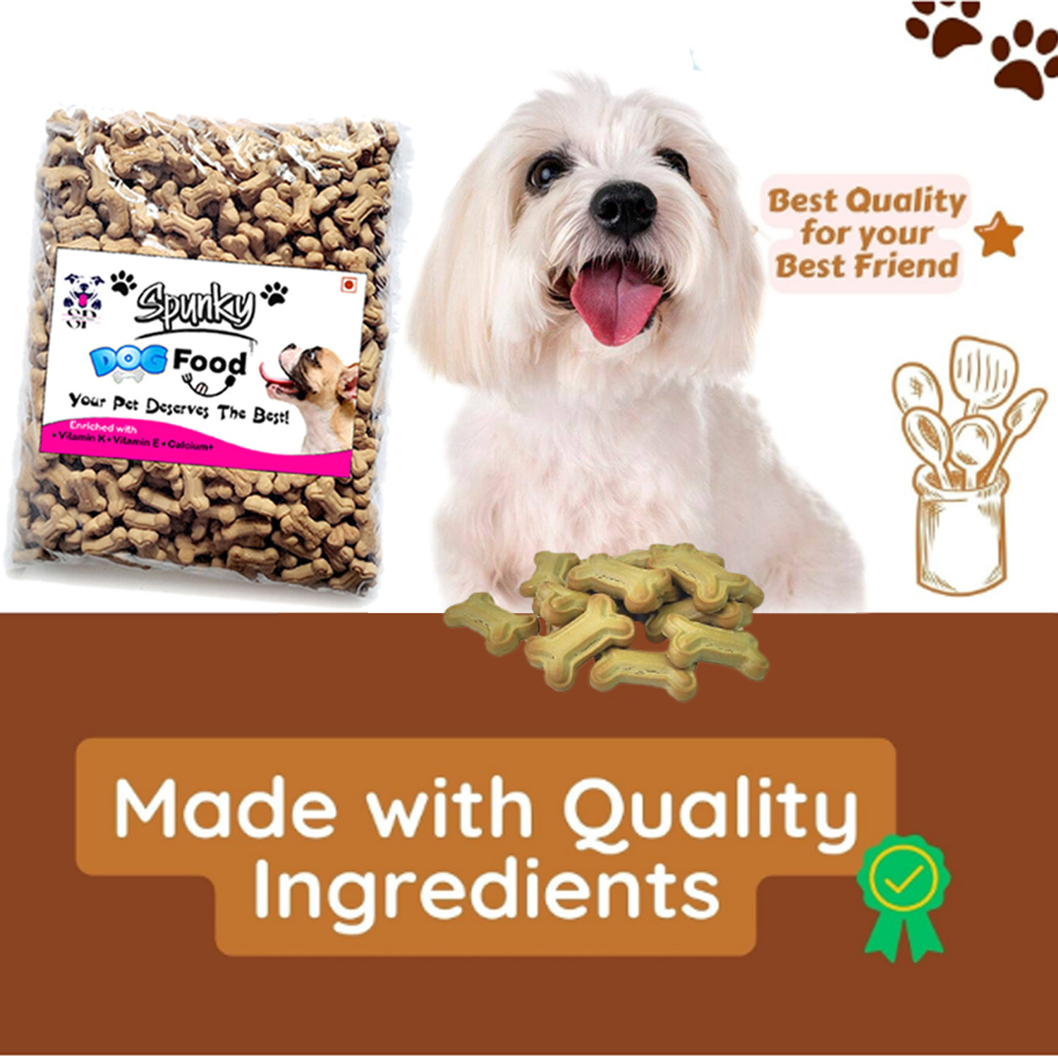 Image of Unik Dog Pet Food Calcium Treat Healthy Chicken Puppy Dog Biscuits with Pressed Bone Chicken 0.5 kg (2x0.25 kg) Dry New Born, Young, Adult Dog Food