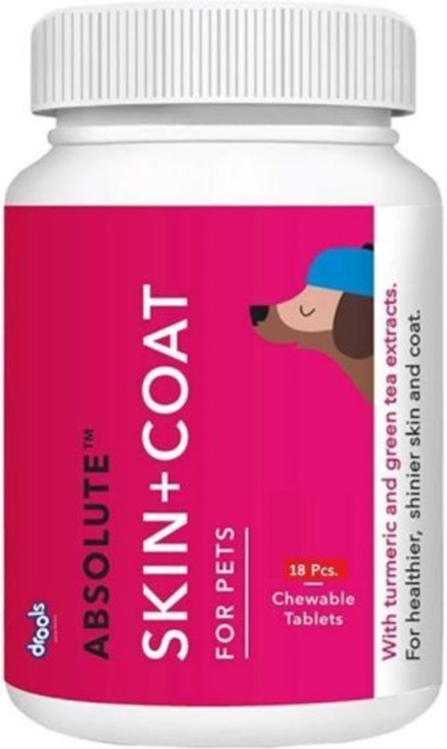 Image of Drools Absolute Calcium Tabs,Vitamin Tabs and Skin Coat Tabs 18 Pcs Each Chicken 0.2 kg (2x0.1 kg) Dry Adult, Young, Senior Dog Food